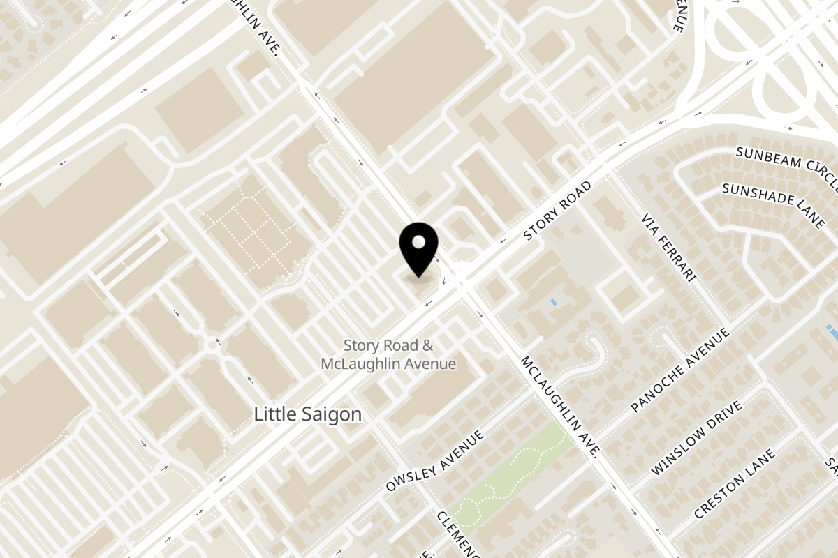 Map showing the location of Green Lotus Restaurant on 1143 Story Rd #180 in San Jose